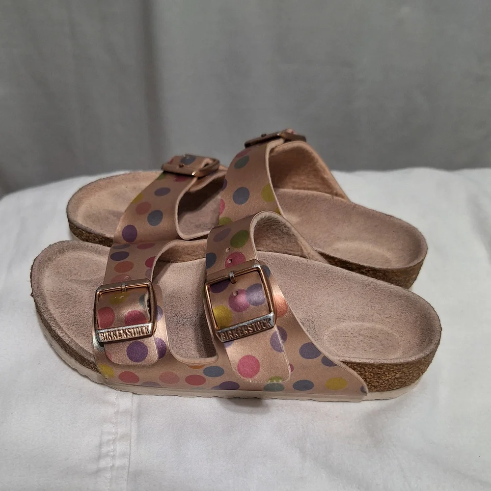 Birkenstock Kids Pink Polka Dot Arizona Sandals